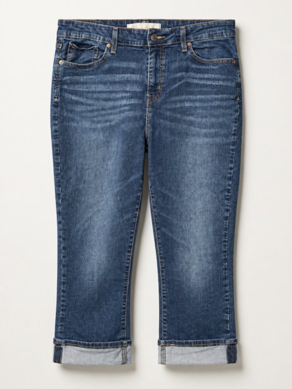Classic Dark Blue Women's Cuffed Capri Jeans - 18